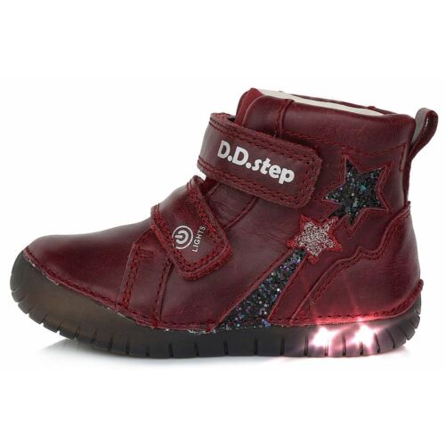 Valódi bőr D.D.step gyerekcipő, oldalán világító LED