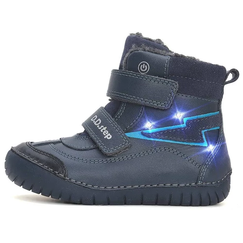 Melegbéléses, valódi bőr D.D.step gyerekcipő, villogó leddel