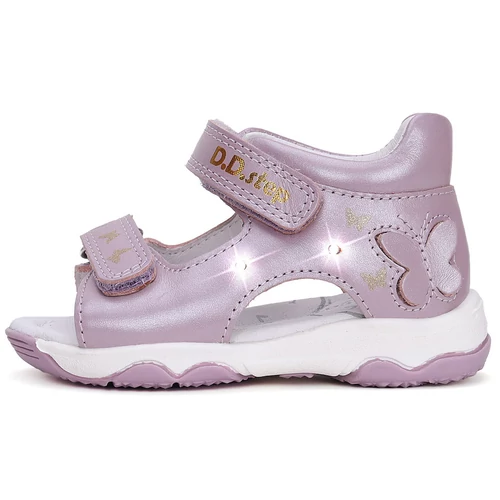 Könnyű, valódi bőr D.D.step gyerekszandál, oldalán villogó LED