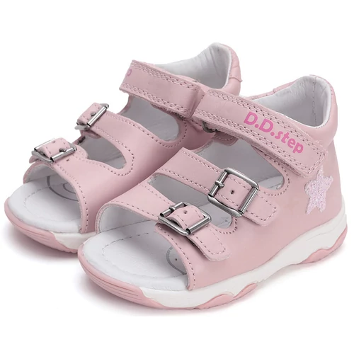 Könnyű, valódi bőr D.D.step gyerekszandál, színváltós mintával