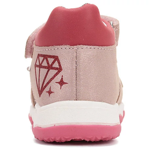 Könnyű, valódi bőr, baby pink D.D.step gyerekszandál, oldalán villogó LED