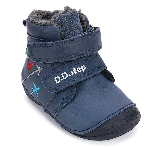 Melegbéléses, valódi bőr D.D.step kisfiú bokacipő, az első lépésekhez