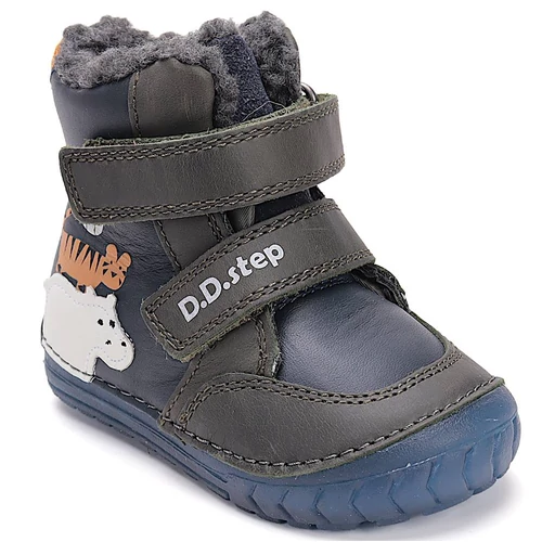 Melegbéléses, valódi bőr D.D.step kisfiú gyerekcipő, világító leddel az oldalán
