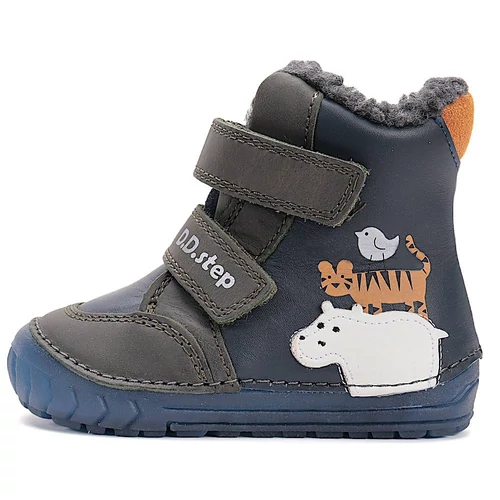 Melegbéléses, valódi bőr D.D.step kisfiú gyerekcipő, világító leddel az oldalán