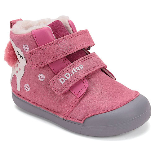 Melegbéléses, valódi bőr D.D.step kislány bokacipő, az első lépésekhez Melegbéléses, valódi bőr D.D.step kislány bokacipő, az első lépésekhez