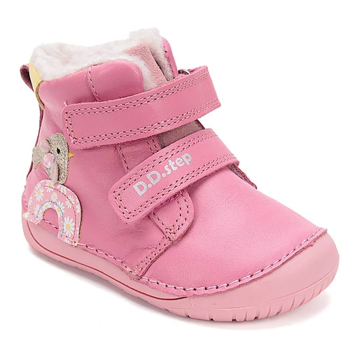 Melegbéléses, "mezítlábas"valódi bőr D.D.step kislány gyerekcipő