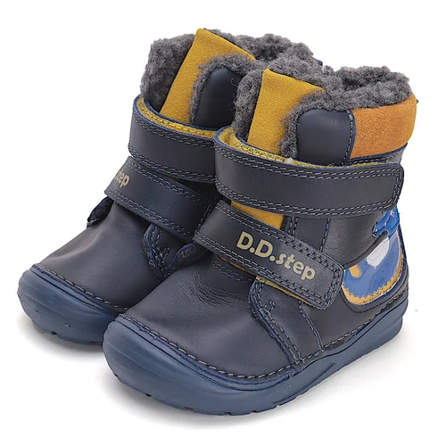Melegbéléses, valódi bőr D.D.step kisfiú bokacipő