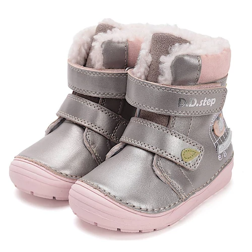 Melegbéléses, valódi bőr D.D.step kislány bokacipő