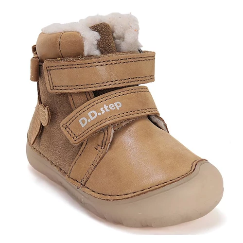 Melegbéléses, "mezítlábas"valódi bőr D.D.step kisfiú gyerekcipő, floureszkáló talppal