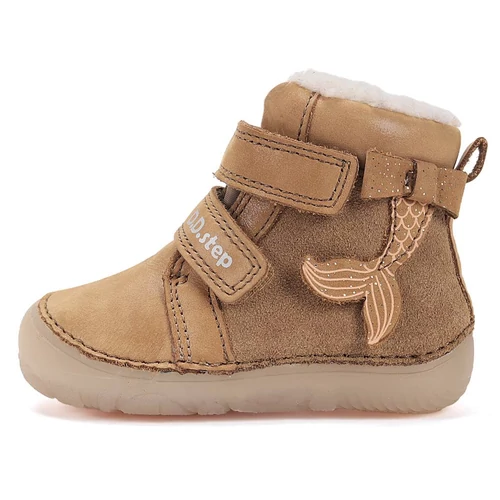 Melegbéléses, "mezítlábas"valódi bőr D.D.step kisfiú gyerekcipő, floureszkáló talppal