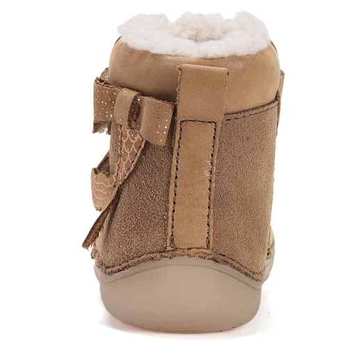 Melegbéléses, "mezítlábas"valódi bőr D.D.step kisfiú gyerekcipő, floureszkáló talppal