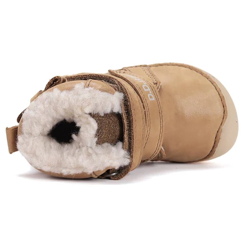 Melegbéléses, "mezítlábas"valódi bőr D.D.step kisfiú gyerekcipő, floureszkáló talppal