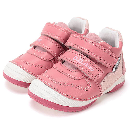 Első lépés, pink, valódi bőr D.D. Step bokacipő