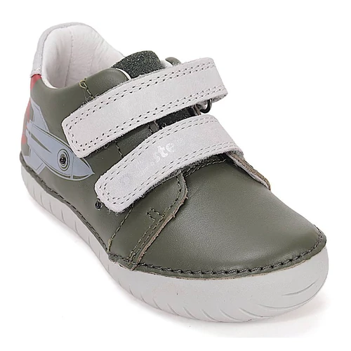 Olívazöld, valódi bőr D.D.step gyerekcipő, villogó leddel