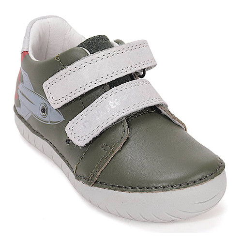 Olívazöld, valódi bőr D.D.step gyerekcipő, villogó leddel