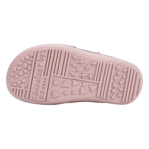 Bézs valódi bőr D.D. Step Barefoot (mezítlábas) gyerekcipő