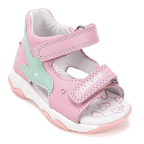 Könnyű, valódi bőr, pink D.D.step kislány szandál, villogó LED-del