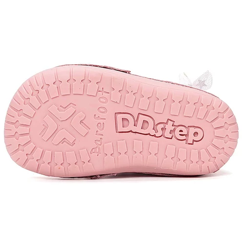 Világosrózsaszín hattyú mintás, valódi bőr D.D. Step Barefoot (mezítlábas) gyerekcipő