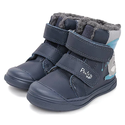 Melegbéléses, valódibőr, sötétkék szupinált Ponte20 gyerekcipő