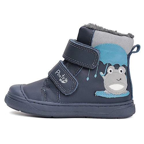 Melegbéléses, valódibőr, sötétkék szupinált Ponte20 gyerekcipő