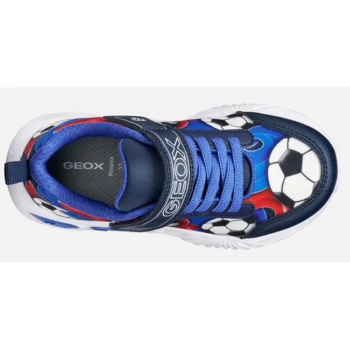 Geox kék focis,  kisfiú sportcipő – légáteresztő, villogó LED
